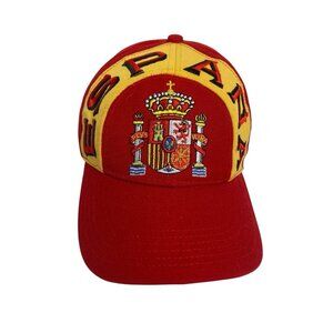Spain Espana Adjustable Hat Red Yellow and Black Cap Spanish Crest Exc. Cond.
